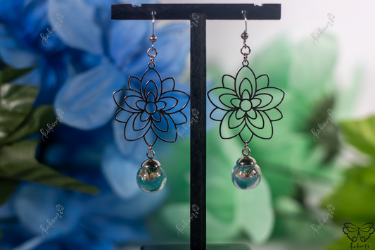 Cerulean Floral Silver Blossom Earrings