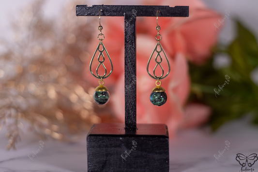 Emerald Galaxy Gold Layered Teardrop Earrings