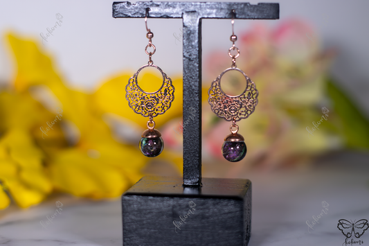 Rouge Galaxy Rose Gold Filigree Earrings