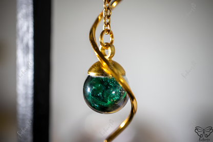 Jade Green Galaxy Twisted Gold Dangle Earrings