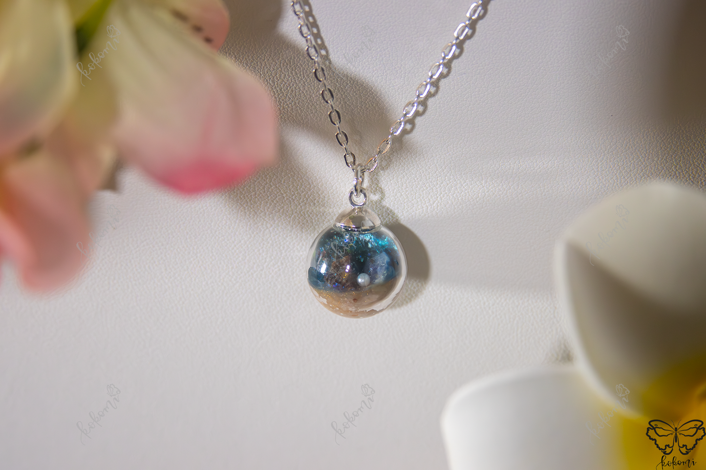 Glistening Azure Ocean Resin/Glass Pendant