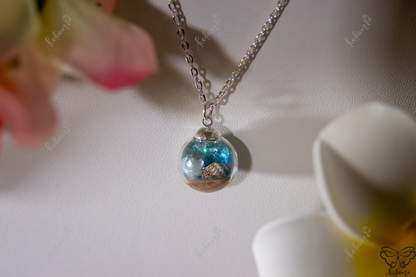 Shimmery Aqua Ocean Resin/Glass Pendant