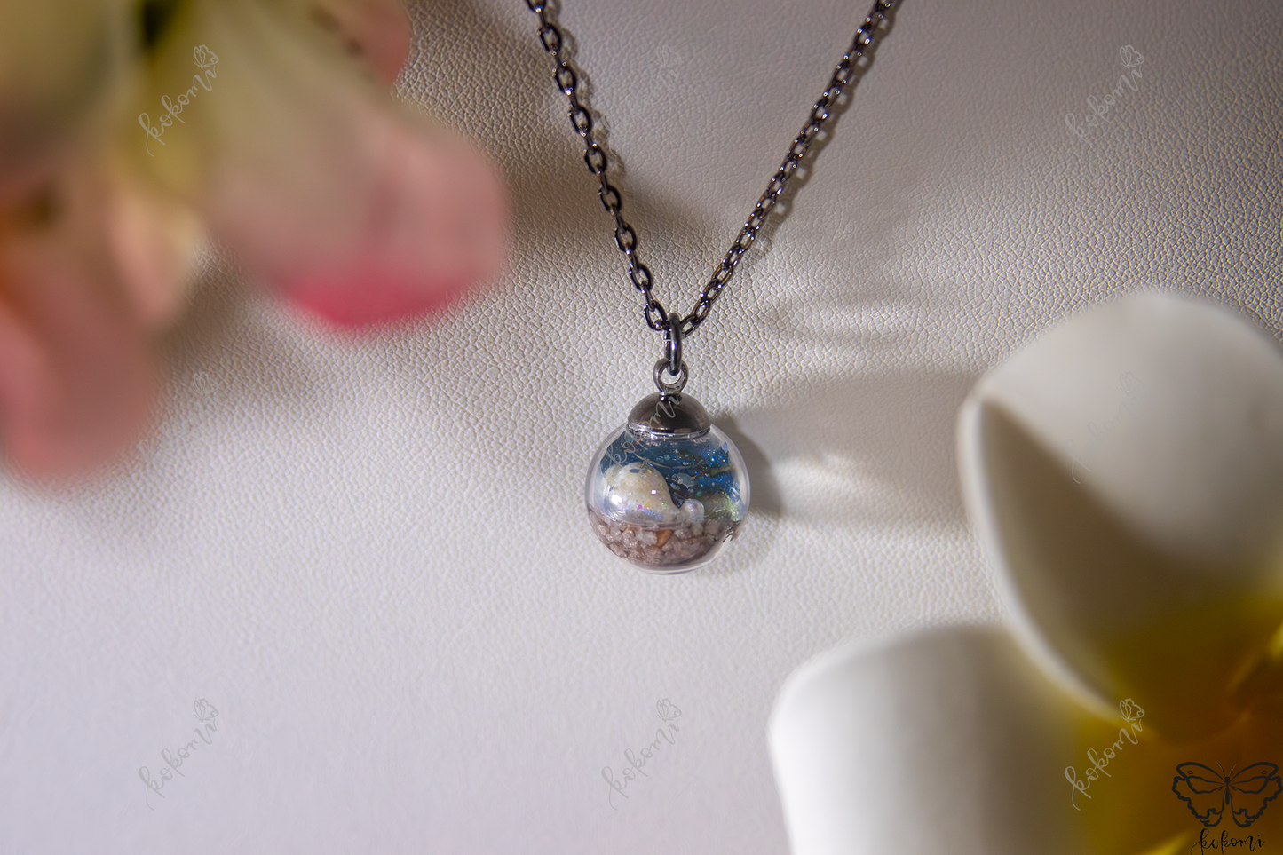 Deep Blue Ocean Resin/Glass Pendant