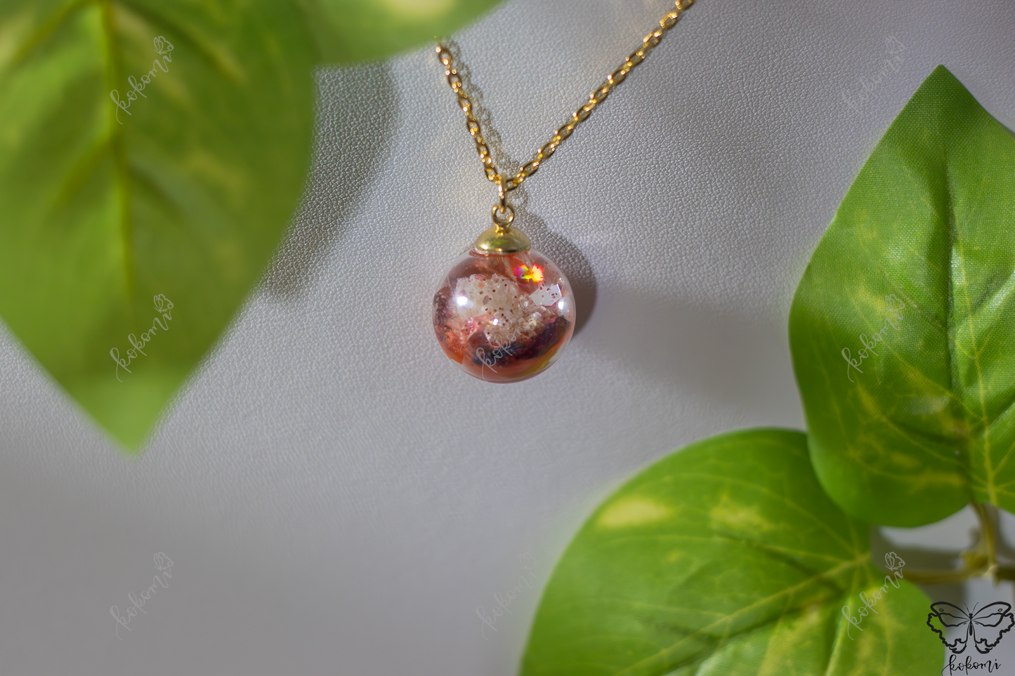 Blood Orange Fairy Floral Resin/Glass Pendant