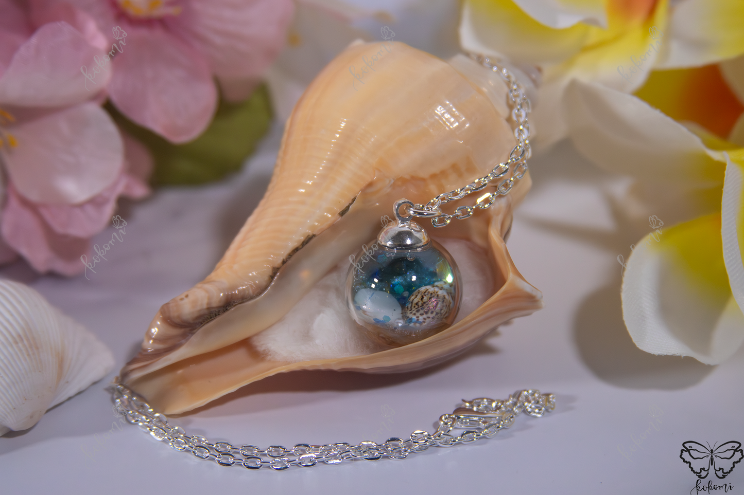 Shimmery Aqua Ocean Resin/Glass Pendant