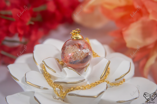 Blood Orange Fairy Floral Resin/Glass Pendant