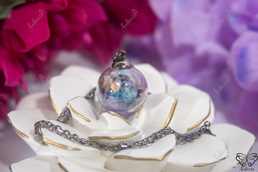 Starry Violet Floral Bouquet Resin/Glass Pendant