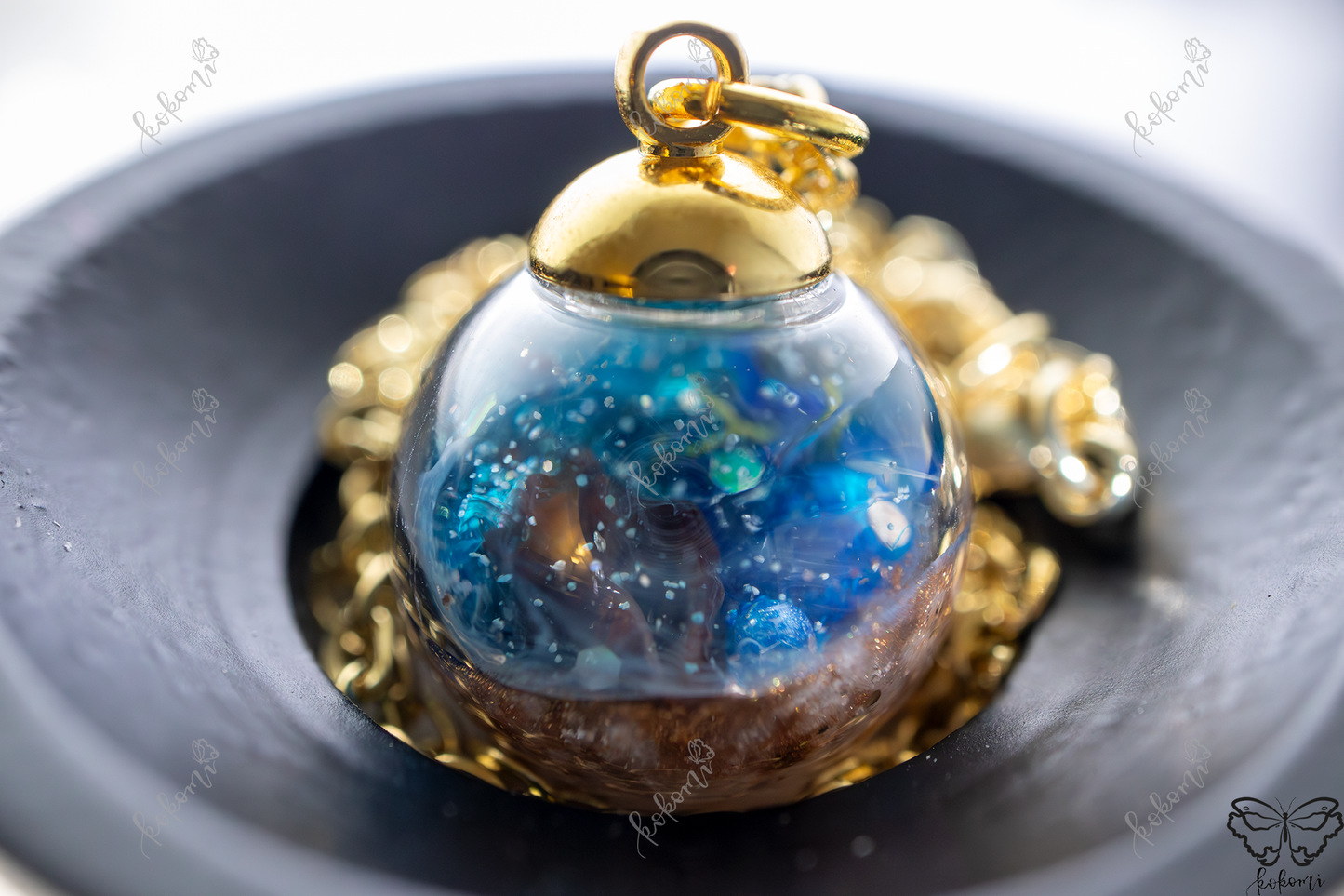 Royal Blue Ocean Resin/Glass Pendant