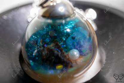 Glistening Azure Ocean Resin/Glass Pendant
