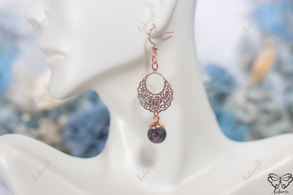 Rouge Galaxy Rose Gold Filigree Earrings