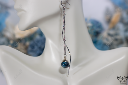 Azure Galaxy Subtle Twisted Silver Dangle Earrings