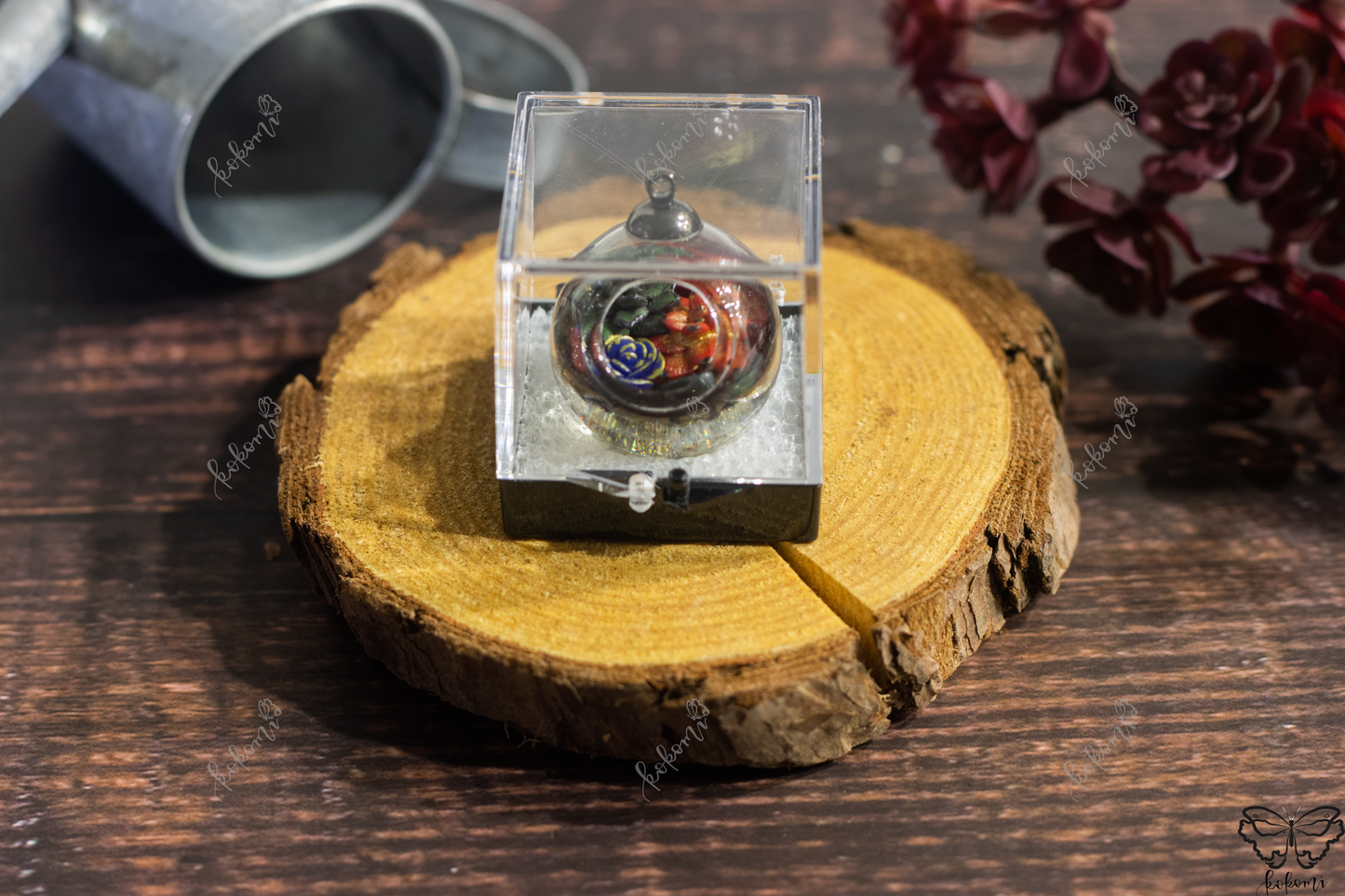 Midnight Black/Gold Crystalerrium, Succulent Crystal Terrarium Display