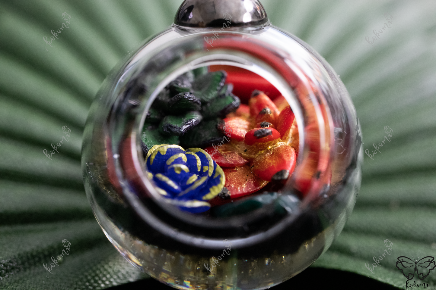 Midnight Black/Gold Crystalerrium, Succulent Crystal Terrarium Display