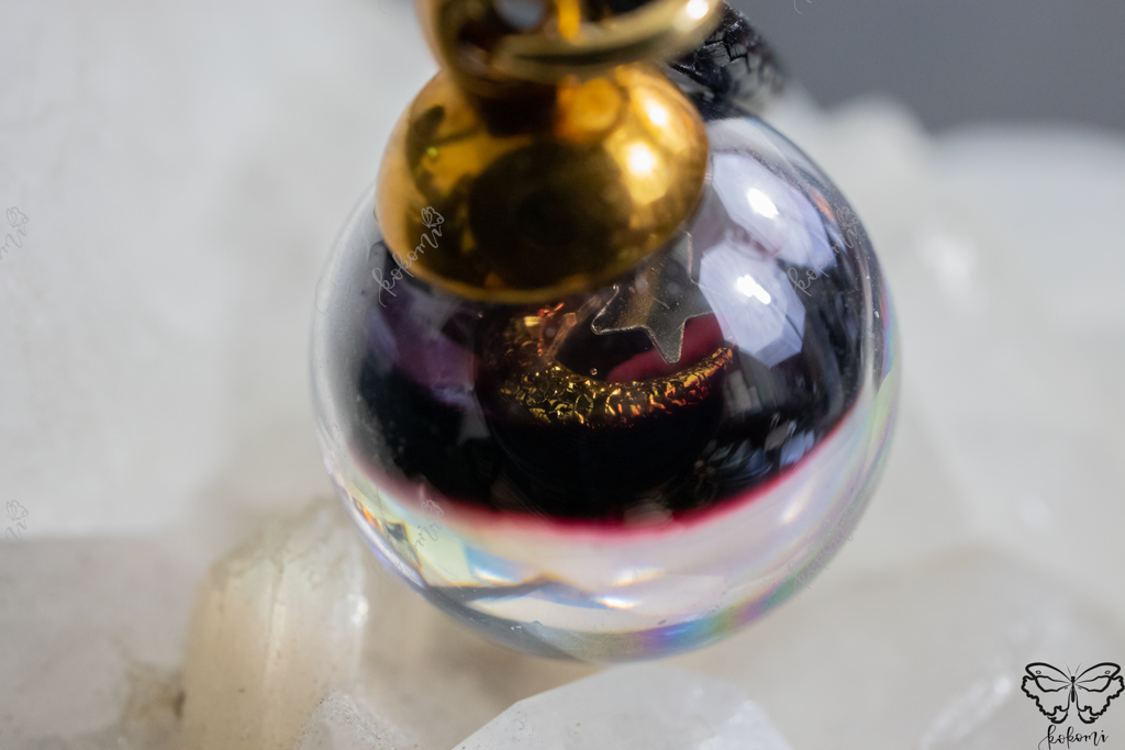 Ink'd Iridescent Ebony Resin/AB Glass Pendant
