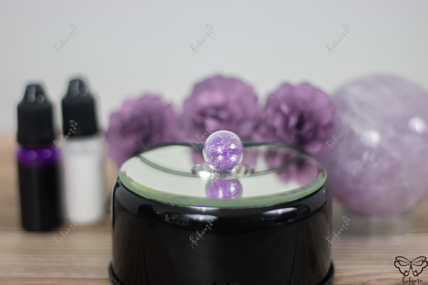 Ink'd Mixed Purple Resin/ Glass Pendant