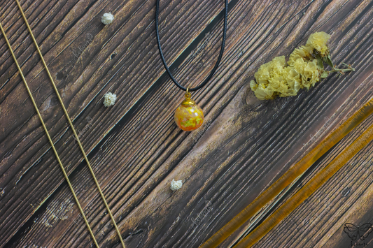 Marbl'd Warm Honey Resin/Glass Pendant