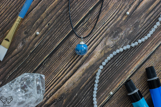 Marbl'd Frosty Blue Resin/Glass Pendant